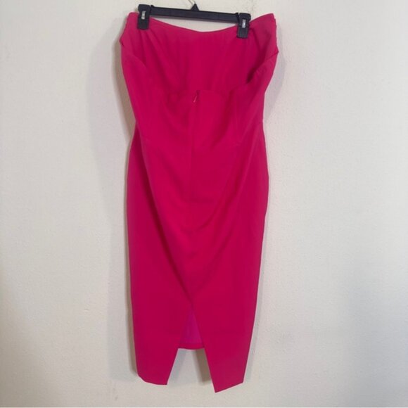 Lavish Alice Eliza curve strapless cowl corset magenta pink midi dress - Picture 4 of 8